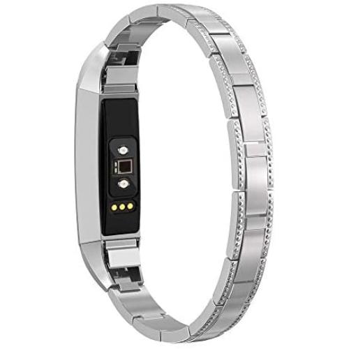 SWEES Bands Compatible for Alta HR Alta Women Small Adjustable Metal Stainless Replacement Elegant Jewelry Design Dressy Bracelet Diamond, Rose Gold, Silver, Black
