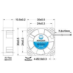 WINSINN 30mm Cooling Fan, Works with Raspberry Pi iUniker Brushless Hydraulic Bearing 3.3V 5V 30x10mm (Pack of 5Pcs)