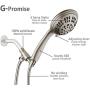 G-Promise High Pressure Shower Head 6 Spray Setting Hand Held Shower Heads with Adjustable Solid Brass Shower Arm Mount Extra Long Flexible Stainless Steel Hose(Brushed Nickel)