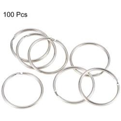 uxcell Split Key Ring 40mm Open Jump Connector for Lanyard Zipper Handbag, Nickel Plated Iron, Pack of 100