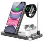 QI-EU Wireless Charger, 4 in 1 Qi-Certified Fast Charging Station Compatible Apple Watch Airpods Pro iPhone 12/11/11pro/X/XS/XR/Xs Max/8/8 Plus, Wireless Charging Stand Compatible Samsung Galaxy S20