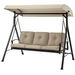 Mainstay 3 Seat Porch & Patio Swing (3-Porch Swing, Tan)