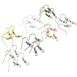 TOAOB 700pcs Earring Hooks Hypo allergenic French Ear Wires with Ball and Coil 7 Colors 18mm Nickel Free Metal Fish Hook Earrings Making Supplies Jewelry Findings