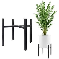 Urban Deco Plant Stand – 12 Matte Black Metal Indoor Outdoor Vintage Plant Pot Stands – Flower Rack Corner Planter Holder for Living Room Balcony Garden Patio