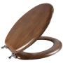 Angel Shield Durable Wood Veneer Natural Toilet Seat Metal Hinged Easy Clean Anti-scratch American Standard(Elongated,Dark Brown)