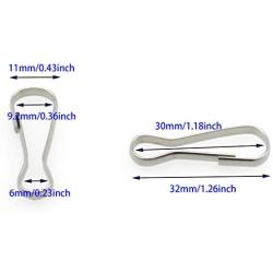 304 Stainless Steel Spring Hooks,FDXGYH 100pcs 32mm/1.2inch Metal Spring Lanyard Hook for Purse Zipper Pull/DIY Jewelry Basics Lanyard/ID Card Key Chain Clip Parts/Photographic Cloth ect