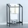 MBQQ Industrial Indoor/Outdoor Free Standing Towel Rack for Bathroom,3 Tier Metal Towel Bar Stand with Shelf,Blcak MBQQ Industrial Indoor/Outdoor Free Standing Towel Rack for Bathroom,3 Tier Metal Towel Bar Stand with Shelf,Blcak