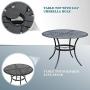 Festival Depot 5 Piece Outdoor Furniture Patio Dining Set All Weather Bistro Chairs with Seat Cushions, Round Metal Table with Umbrella Hole for Deck Lawn Garden Black (Beige)