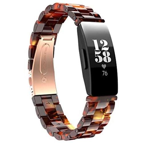 BaiHui Compatible with Fitbit Inspire 2 Band/Inspire/Inspire HR Bands Women Girls, Tortoise Resin Watch Bracelet Band Replacement Adjustable Wristband for Fitbit Inspire Accssorises