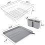 WHITGO Dish Drying Rack with Drain Board, Stainless Steel Dish Drainer Drying Rack with Utensil Holder for Kitchen Counter, Dish drain rack with One Cleaning Cloth