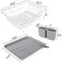 WHITGO Dish Drying Rack with Drain Board, Stainless Steel Dish Drainer Drying Rack with Utensil Holder for Kitchen Counter, Dish drain rack with One Cleaning Cloth