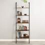 MELLCOM 5 Tier Industrial Ladder Shelf, Wood Modern Bookshelf with Metal Frame,Wall-Mounted Bookcase Plant Flower Storage Stand Organizer for Living Room, Bathroom, Kitchen,Balcony