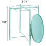 danpinera End Table, Side Table Metal Waterproof Small Coffee Table Sofa Side Table with Round Removable Tray for Living Room Bedroom Balcony and Office (Mint Blue)