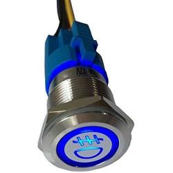 Etopar 12V 5A 19mm Car Auto Blue LED Light Lamp Fog Push Button Stainless Steel Metal Toggle Switch Socket Plug