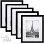 upsimples 11x14 Picture Frame Set of 5,Display Pictures 8x10 with Mat or 11x14 Without Mat,Wall Gallery Photo Frames,Black