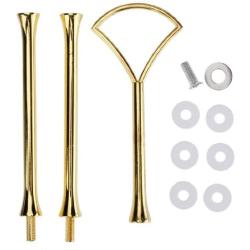 Happy Will 3 Tier 14'' Heavy Metal Cake Stand Holder Fruit Plate Stand Fitting Hardware Rod with Stylus (Golden)