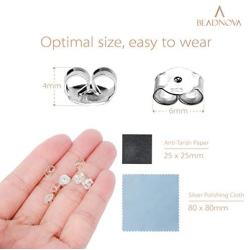 BEADNOVA 925 Sterling Silver Earring Backs for Studs Locking Earring Backs Hypoallergenic Earring Backings Replacement Secure Earring Backs for Posts (12 Pieces)