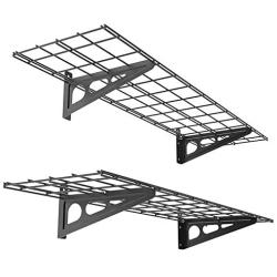 FLEXIMOUNTS 1 x 4 Black 2-Pack 1x4ft 12-inch-by-48-inch Wall Shelf Garage Storage Rack, 1x4 ft