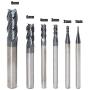 OSCARBIDE End Mills Set 4 Flutes for Steels,Square CNC Carbide Milling Cutter Dia（1 2 3 4 6 8mm) TiAN Coated Spiral Router Bits,6 Pieces