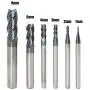 OSCARBIDE End Mills Set 4 Flutes for Steels,Square CNC Carbide Milling Cutter Dia（1 2 3 4 6 8mm) TiAN Coated Spiral Router Bits,6 Pieces