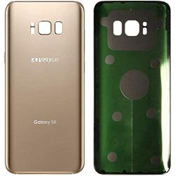 CELL4LESS Replacement Back Glass Cover Back Battery Door w/Pre-Installed Adhesive Samsung Galaxy S8 OEM - All Models G950 All Carriers- 2 Logo - OEM Replacement (Maple Gold)