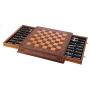 GiftHome Metal Chess Set for Adult Historical Antique Copper Rome Figures Handmade Pieces and Natural Solid Wooden Chess Board with Original Pearl Around Board and Storage Inside King 4 inc