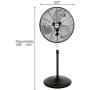 Hurricane HGC736472 Pedestal Fan-20 Inch, Pro Series, High Velocity, Heavy Duty Metal For Industrial, Commercial, Residential, Greenhouse Use-ETL Listed, 20'', Black
