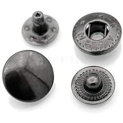 CRAFTMEmore 50 Pack Multi-Size Gun Metal Black Snap Buttons S-Spring Socket Popper Fasteners Jacket Bag Closures (15mm (0.59''))