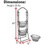 BirdRock Home 3-Tier Wire Basket Stand with Removable Baskets - Kitchen Organizer - Fruit Vegetable Produce Metal Hanging Storage Bin for Pantry Bathroom Kitchen - Free-Standing Display Organizer