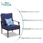 PHI VILLA 4 Piece Patio Sets, Outdoor Metal Furniture Patio Conversation Set Clearance with Padded Deep Seating Sofa, 1 Loveseat, 2 Armrest Sofa Chairs, 1 Coffee Table & 4 Free Pillow, Navy Blue