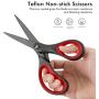 LIVINGO 2 Pack 8'' Titanium Non-Stick Scissors, Professional Stainless Steel Comfort Soft Grip, All-Purpose, Straight Office Craft Scissors for DIY(Red/Black)