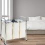Seville Classics Mobile 3-Bag Heavy-Duty Laundry Hamper Sorter Cart