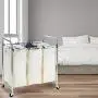 Seville Classics Mobile 3-Bag Heavy-Duty Laundry Hamper Sorter Cart