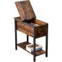 Aermoo Side Table for Small Spaces Flip Top End Table with Storage 2-Tier Nightstand Stable and Sturdy Construction Wood Look Accent Furniture with Metal Frame