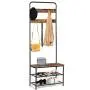 HOOBRO Coat Rack Shoe Bench, Pipe Style Hall Tree Organizer, Entryway Storage Shelf with Unique Double Hooks, Wood Look Accent Furniture with Metal Frame, Industrial Design, Rustic Brown BF01MT01 HOOBRO Coat Rack Shoe Bench, Pipe Style Hall Tree Organizer, Entryway Storage Shelf with Unique Double Hooks, Wood Look Accent Furniture with Metal Frame, Industrial Design, Rustic Brown BF01MT01