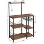 VASAGLE ALINRU Baker’s Rack with Shelves, Kitchen Shelf with Wire Basket, 6 S-Hooks, Microwave Oven Stand, Utility Storage for Spices, Pots, and Pans, Hazelnut Brown and Black UKKS035B03