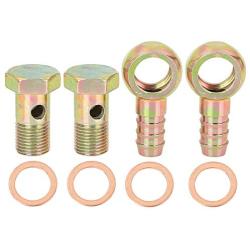 X AUTOHAUX 2 Sets 16mm Banjo Hose Barb Bolt Fittings Banjo Bolt Washer Metal for Car Motorcycle