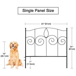 Gray Bunny Decorative Garden Fence for Landscaping, 24 in x 10 ft, 5 Black Panels, Rust Proof Metal Movable Wire Border Picket Folding Decor Garden Edging Fences for Flower Bed & Pet Barrier