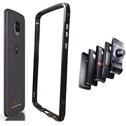 Moto Z4 Case Bumper,Compatible Moto Mods Dngn Luxury [Aluminum Metal Frame Cover] [4 Corner TPU Shockproof] for Motorola Moto Z4/z4 Play (Black)