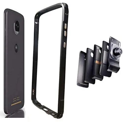 Moto Z4 Case Bumper,Compatible Moto Mods Dngn Luxury [Aluminum Metal Frame Cover] [4 Corner TPU Shockproof] for Motorola Moto Z4/z4 Play (Black)
