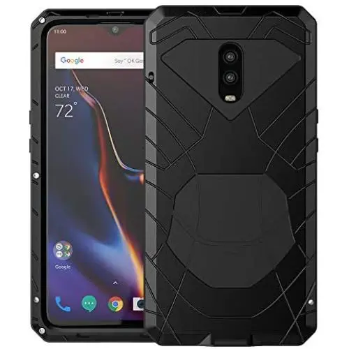 OnePlus 6T Case, 6T Phone Case, Armor Aluminum Alloy Metal Cover Heavy Duty Soft Rubber Shockproof Protective Military Bumper Outdoor OnePlus 6T for Men with Tempered Glass Feitenn - Black OnePlus 6T Case, 6T Phone Case, Armor Aluminum Alloy Metal Cover Heavy Duty Soft Rubber Shockproof Protective Military Bumper Outdoor OnePlus 6T for Men with Tempered Glass Feitenn - Black