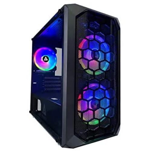 Apevia PRODIGY-BK Micro-ATX Gaming Case with 1 x Tempered Glass Panel, Top USB3.0/USB2.0/Audio Ports, 3 x RGB Fans, Black Frame