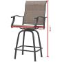 LOKATSE HOME 2 Piece Swivel Bar Stools Outdoor High Patio Chairs Furniture with All Weather Metal Frame