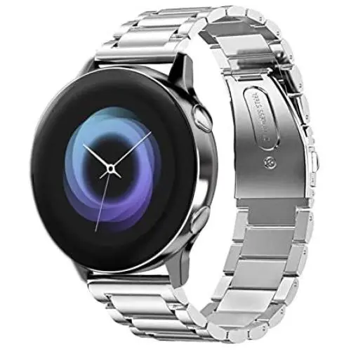 Kartice Bands Compatible with Samsung Galaxy Watch 3 41mm Bands Active 2 44mm 40mm Bands 20mm Solid Stainless Steel Metal Band for Galaxy Active 2 Bands Men Women (Silver)