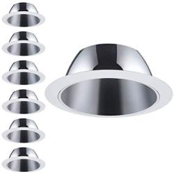 TORCHSTAR 6 Inch Recessed Can Light Trim, Aluminum Reflector Metal Step Baffle Trim, for PAR30, PAR38, BR30, BR40 Light Bulb & 6’’ Recessed Light Can, Fit Halo/Juno Remodel Recessed Housing, Pack of 6