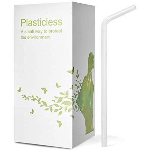 200 Count 100% Plant-Based Compostable Straws - Plasticless Biodegradable Flexible Drinking Straws - A Fantastic Eco Friendly Alternative to Plastic Straws