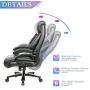 PEROINE High Back Big & Tall 400lb Bonded Leather Office Chair - Heavy Duty Metal Base, Adjustable Tilt Angle, Large Thick Padded Ergonomic Executive Desk Computer Task Swivel Chair