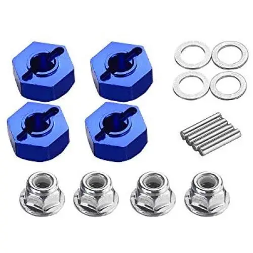 Upgrade Aluminum Hex Wheel Hubs 12mm w/Axle Pins Nuts Washers Set for 1/10 Traxxas 2WD Slash Stampede Rustler Replace 3654 1654 Blue-Anodized Upgrade Aluminum Hex Wheel Hubs 12mm w/Axle Pins Nuts Washers Set for 1/10 Traxxas 2WD Slash Stampede Rustler Replace 3654 1654 Blue-Anodized
