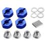 Upgrade Aluminum Hex Wheel Hubs 12mm w/Axle Pins Nuts Washers Set for 1/10 Traxxas 2WD Slash Stampede Rustler Replace 3654 1654 Blue-Anodized