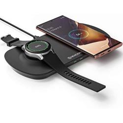 Newdery 2 in 1 Wireless Charger Stand, Wireless Charger for Galaxy Watch3, Active1/2, Galaxy Buds+, Qi Cableless Fast Charging Station for Samsung S21/Note20, iPhone12/12Pro